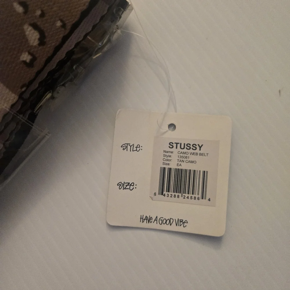 Tan Camo Web Belt 2014 Metal Tip Style 135081 Stussy Vintage Nwt Y2k